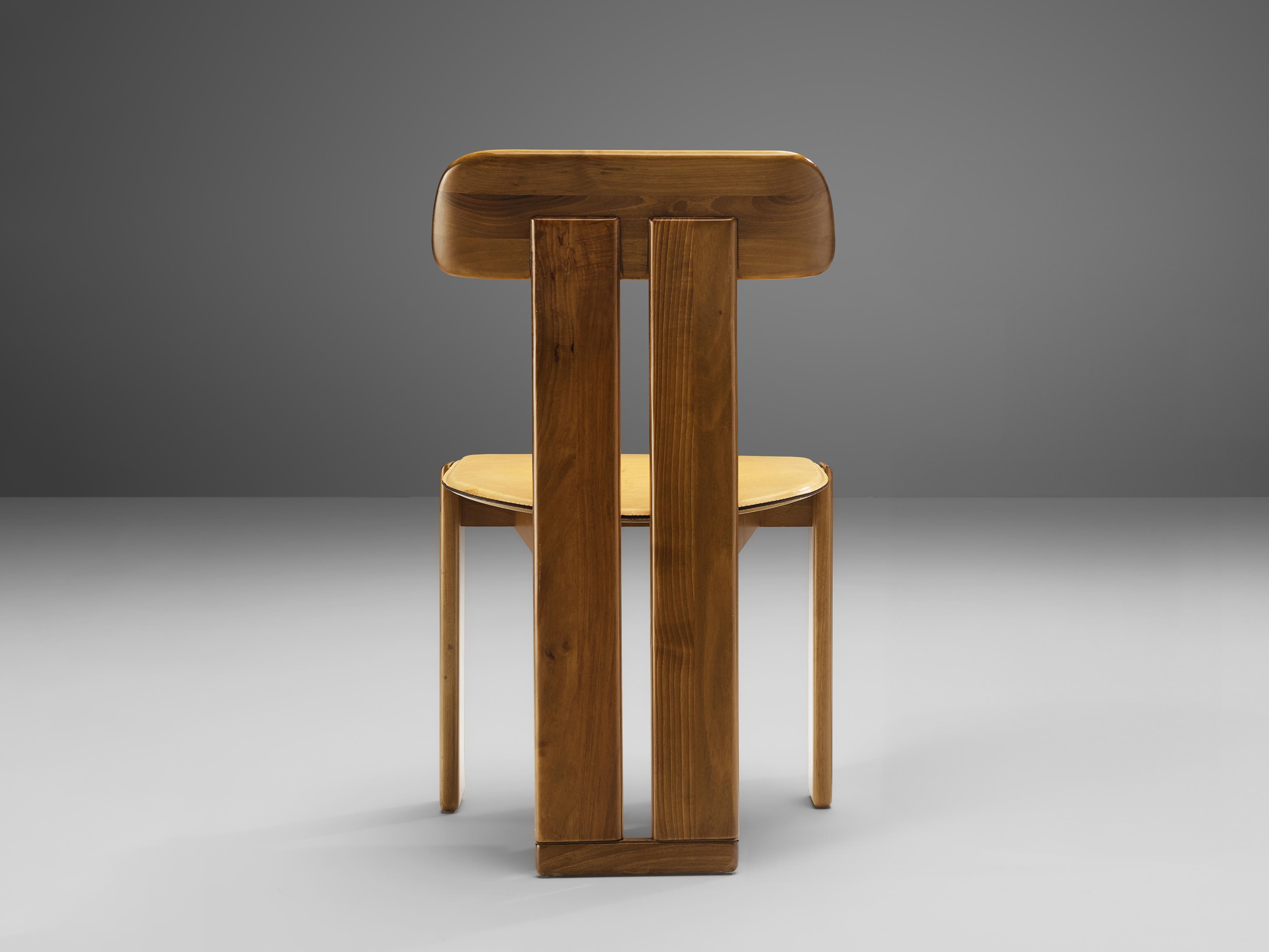 Mario Marenco for Mobil Girgi ‘Sapporo’ Dining Chair in Walnut and Leather  In Good Condition In Waalwijk, NL