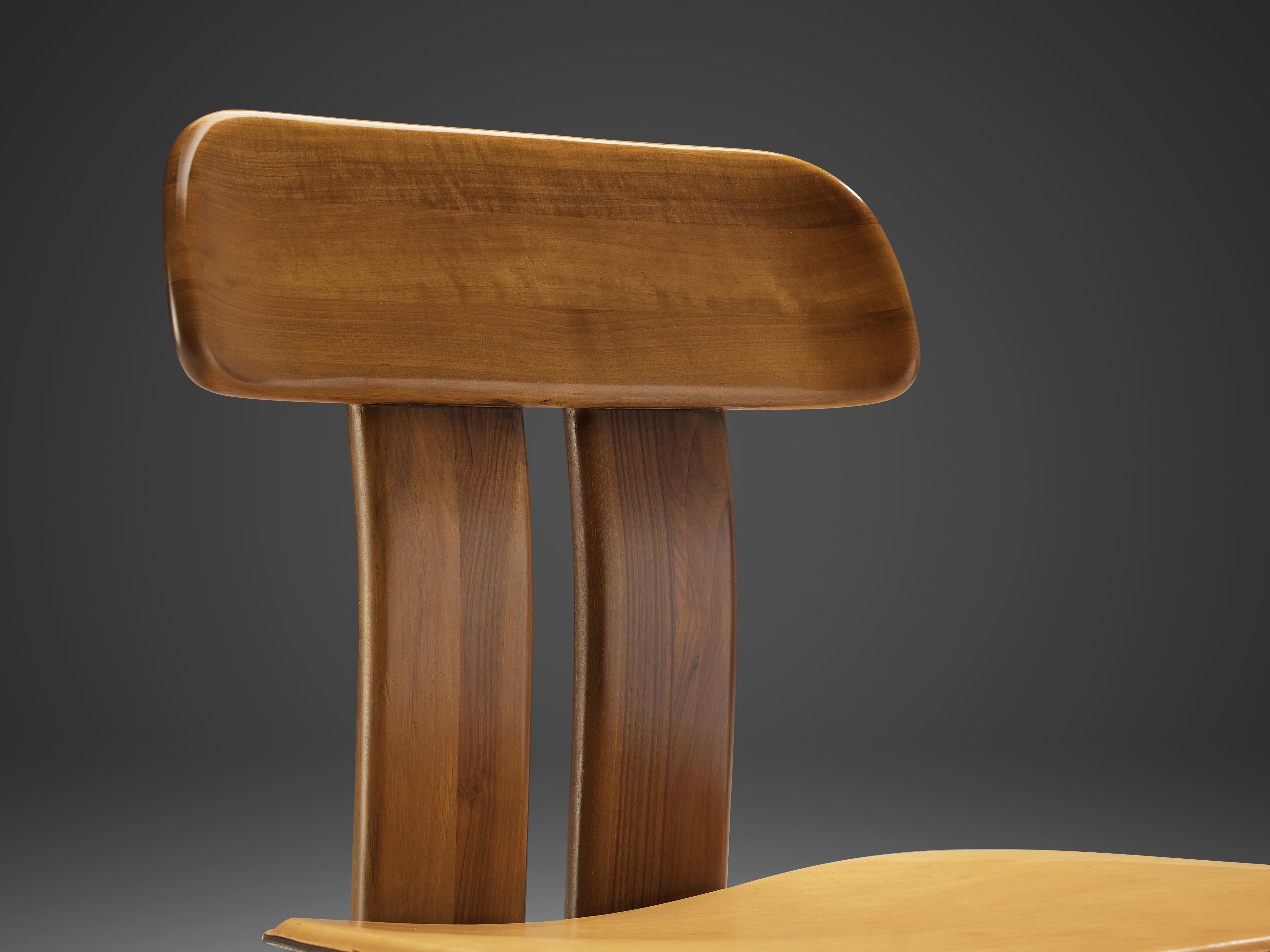 Mario Marenco for Mobil Girgi ‘Sapporo’ Dining Chair in Walnut and Leather  1