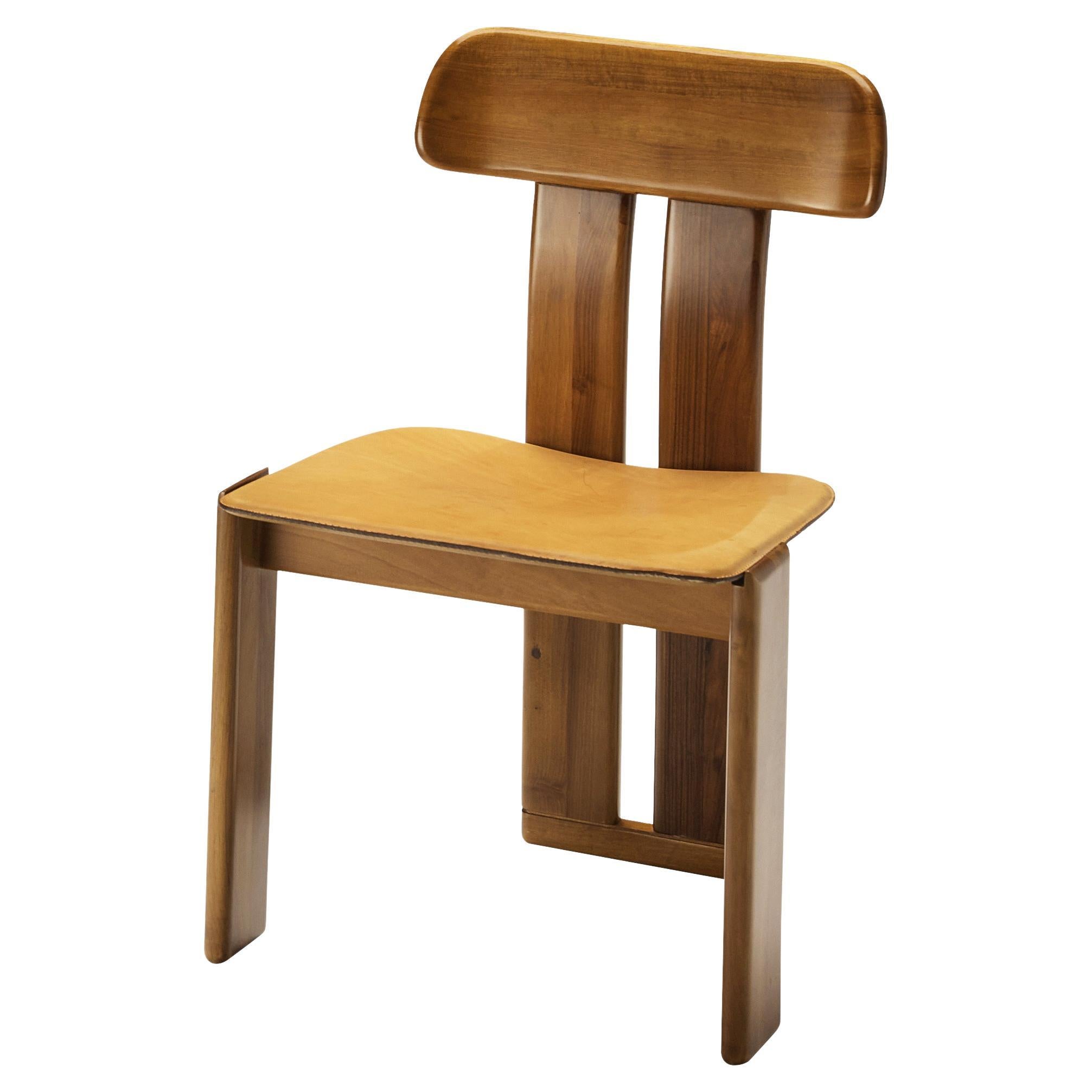 Mario Marenco for Mobil Girgi ‘Sapporo’ Dining Chair in Walnut and Leather 