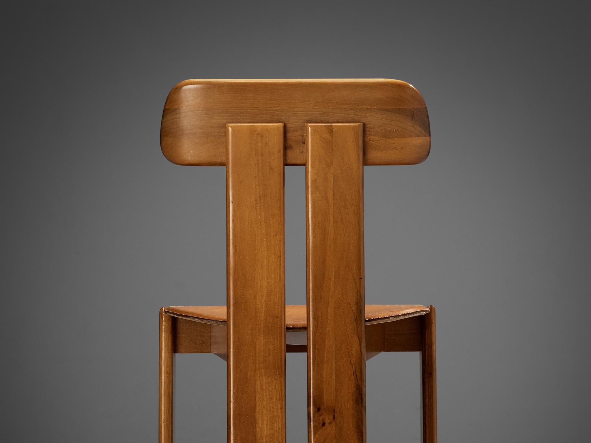 Late 20th Century Mario Marenco for Mobil Girgi 'Sapporo' Pair of Dining Chairs in Walnut 