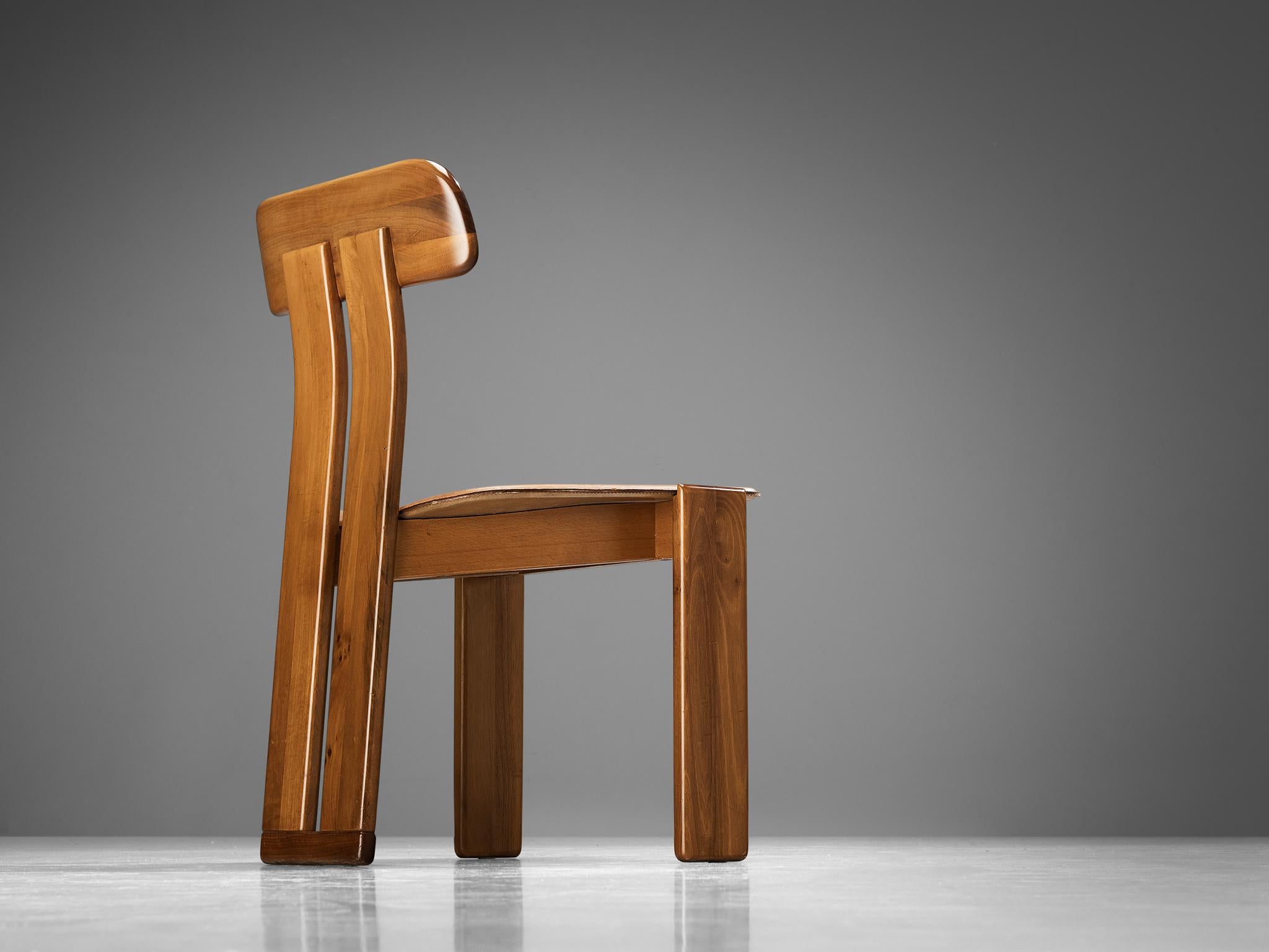 Mario Marenco for Mobil Girgi 'Sapporo' Pair of Dining Chairs in Walnut  1