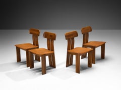 Mario Marenco for Mobil Girgi Set of Four 'Sapporo' Dining Chairs in Walnut
