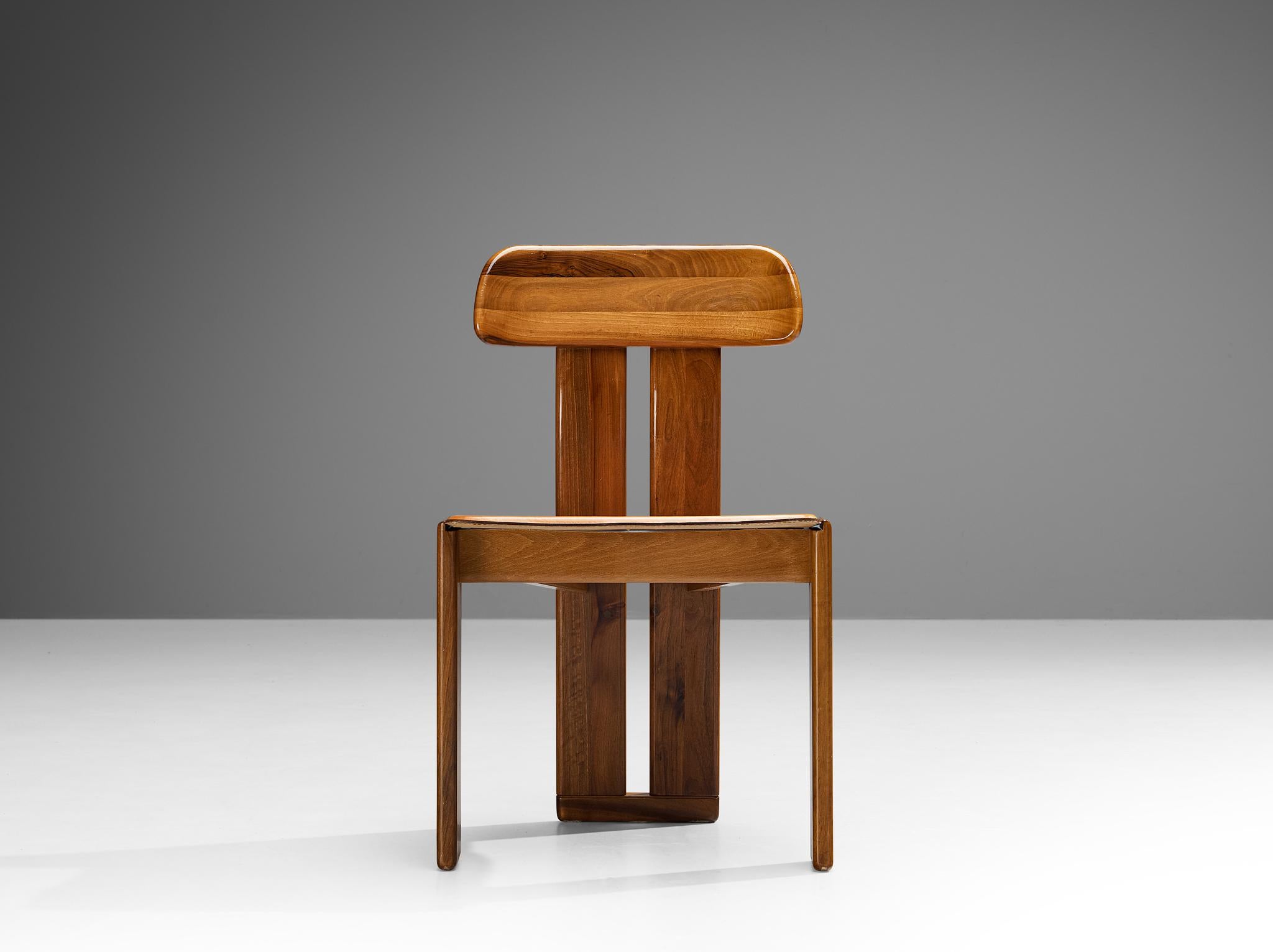 Mario Marenco for Mobil Girgi Set of Six Dining Chairs in Walnut and Leather 1