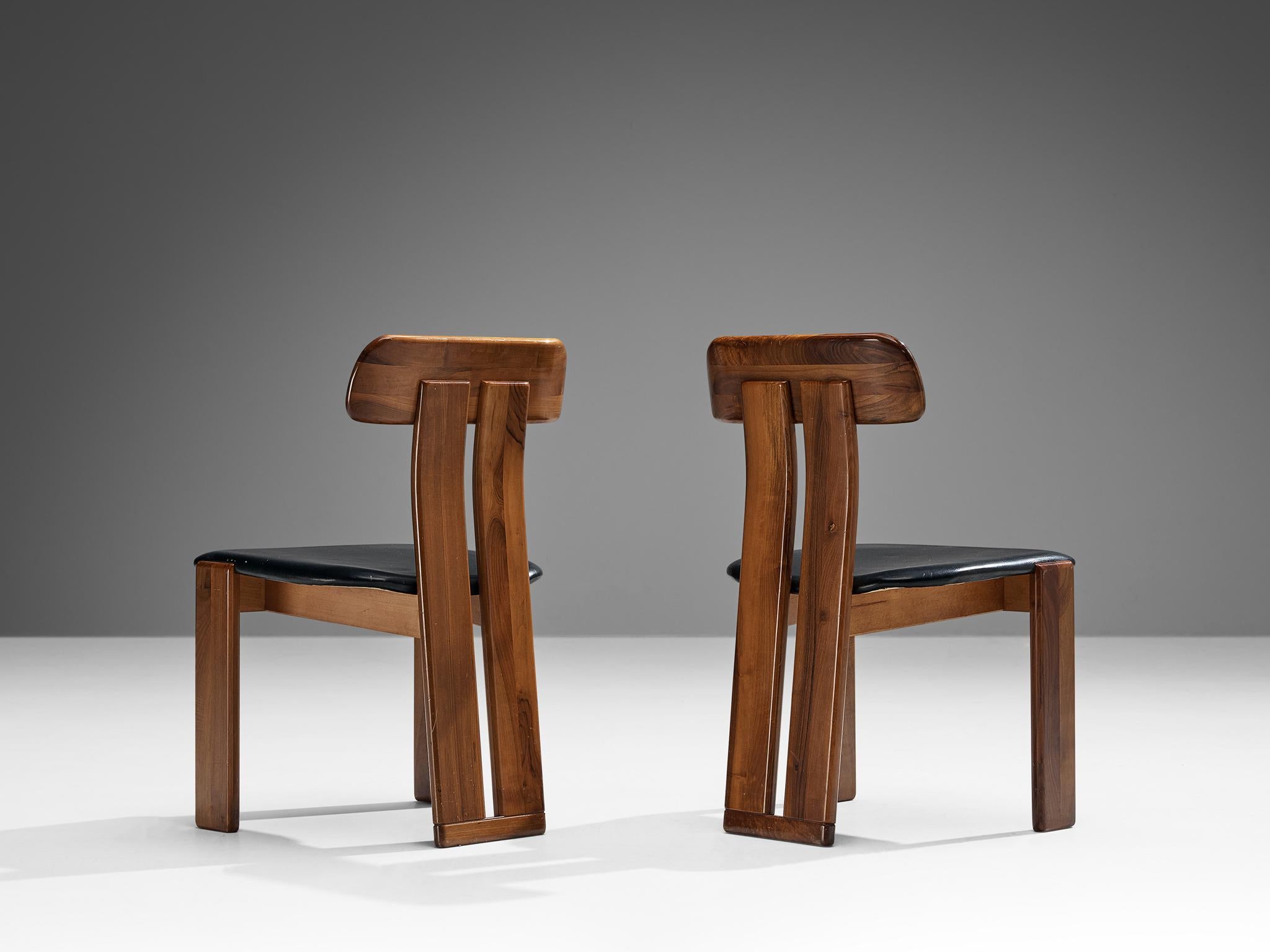 Mid-Century Modern Mario Marenco for Mobil Girgi Set of Six Dining Chairs in Walnut  For Sale