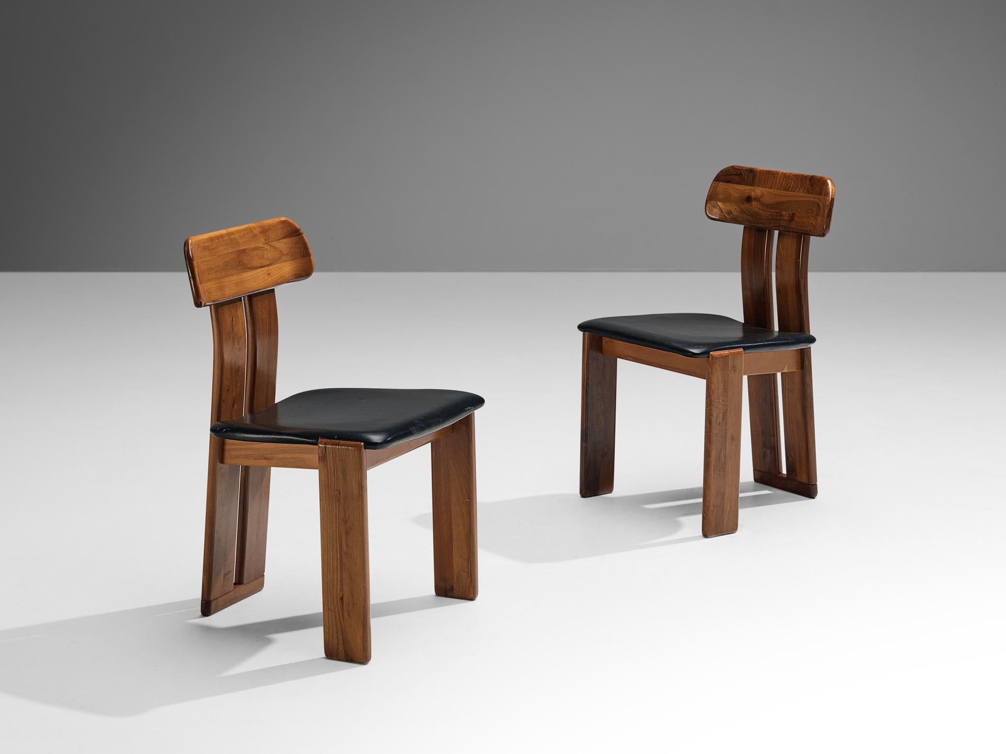 Late 20th Century Mario Marenco for Mobil Girgi Set of Six Dining Chairs in Walnut  For Sale
