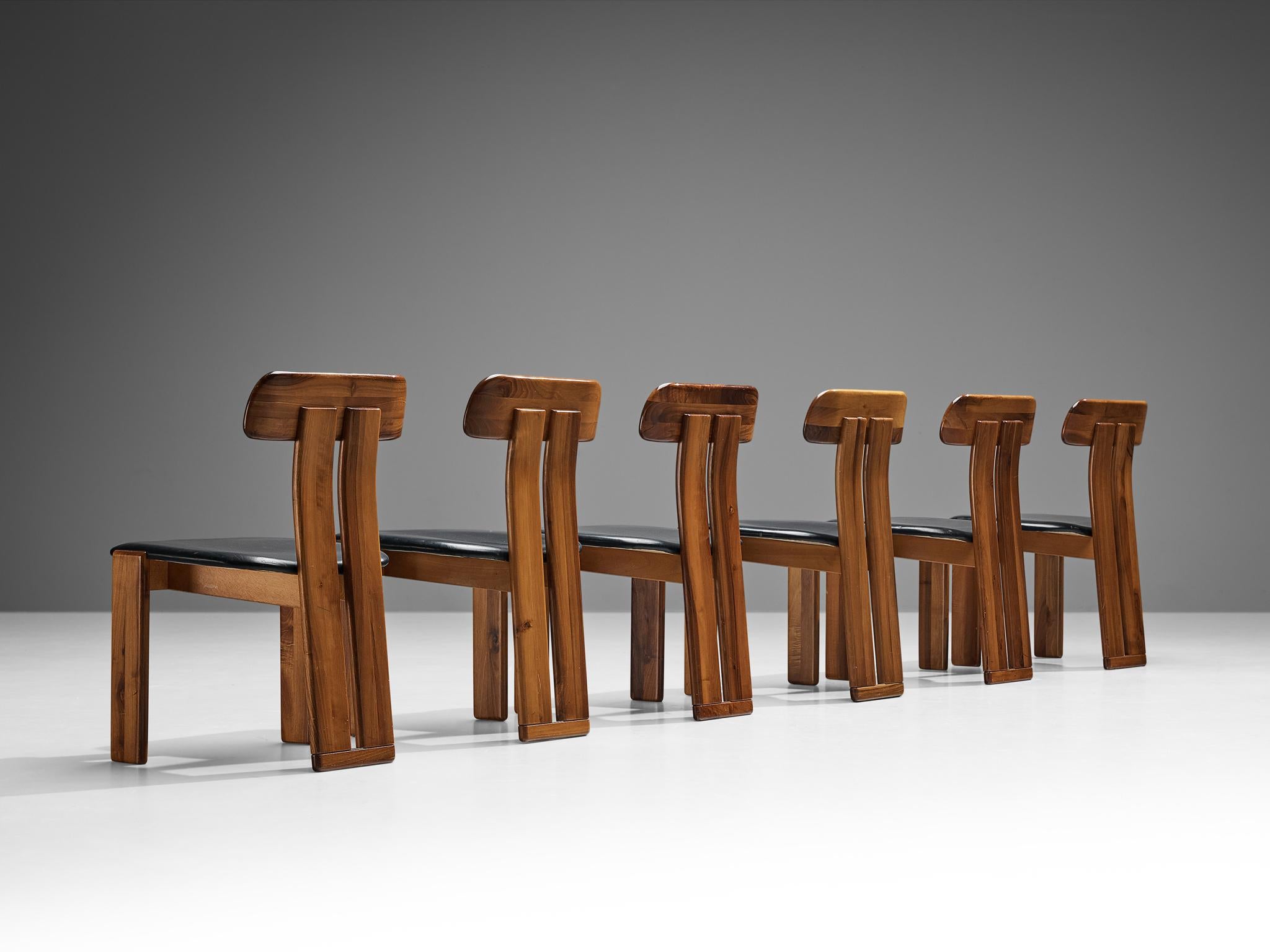 Mario Marenco for Mobil Girgi Set of Six Dining Chairs in Walnut  For Sale 2
