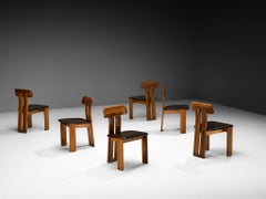 Mario Marenco pour Mobil Girgi Ensemble de six chaises de salle à manger "Sapporo" en noyer