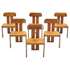 Mario Marenco for Mobil Girgi Set of Six ‘Sapporo’ Dining Chairs in Walnut