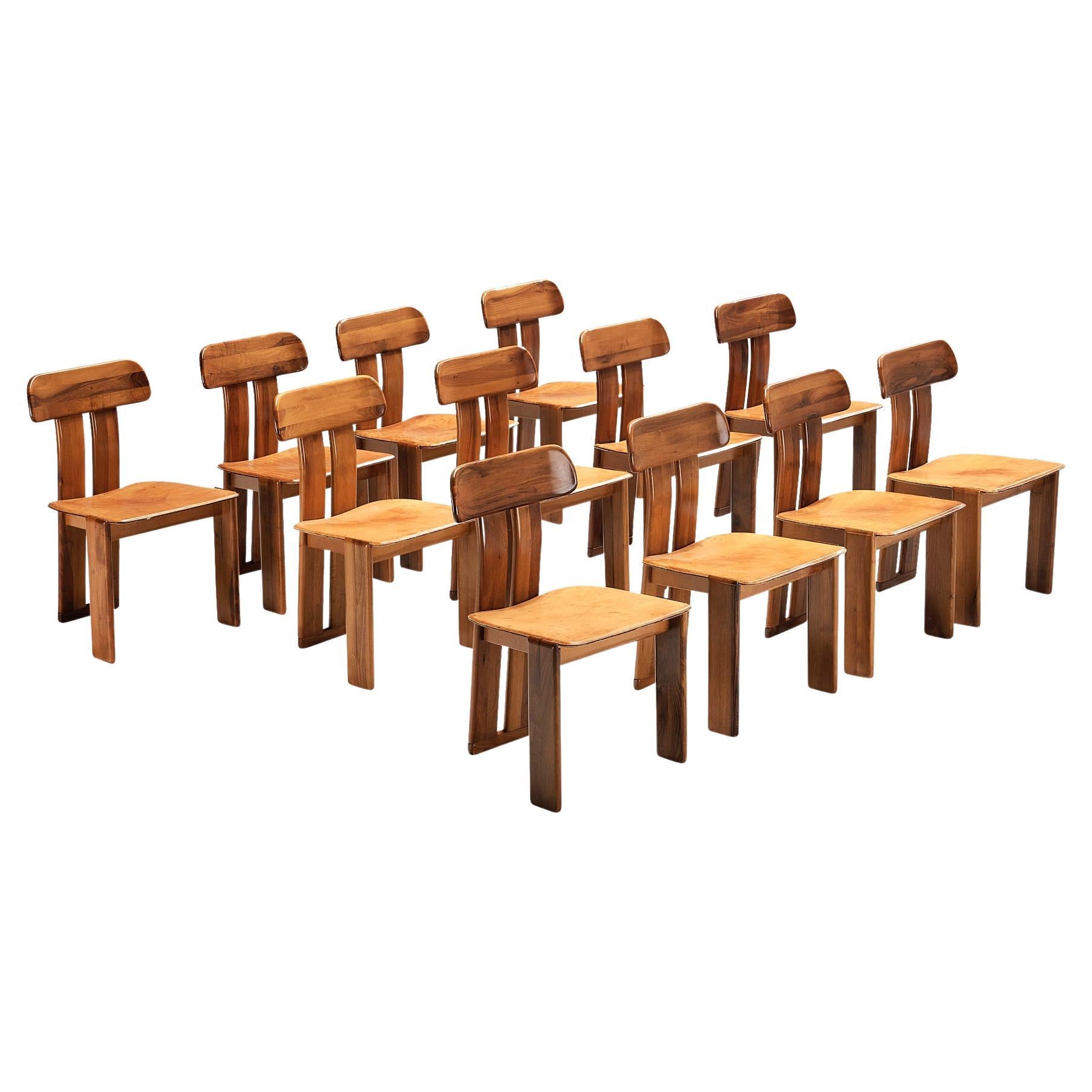 Mario Marenco for Mobil Girgi Set of Twelve ‘Sapporo’ Dining Chairs in Walnut