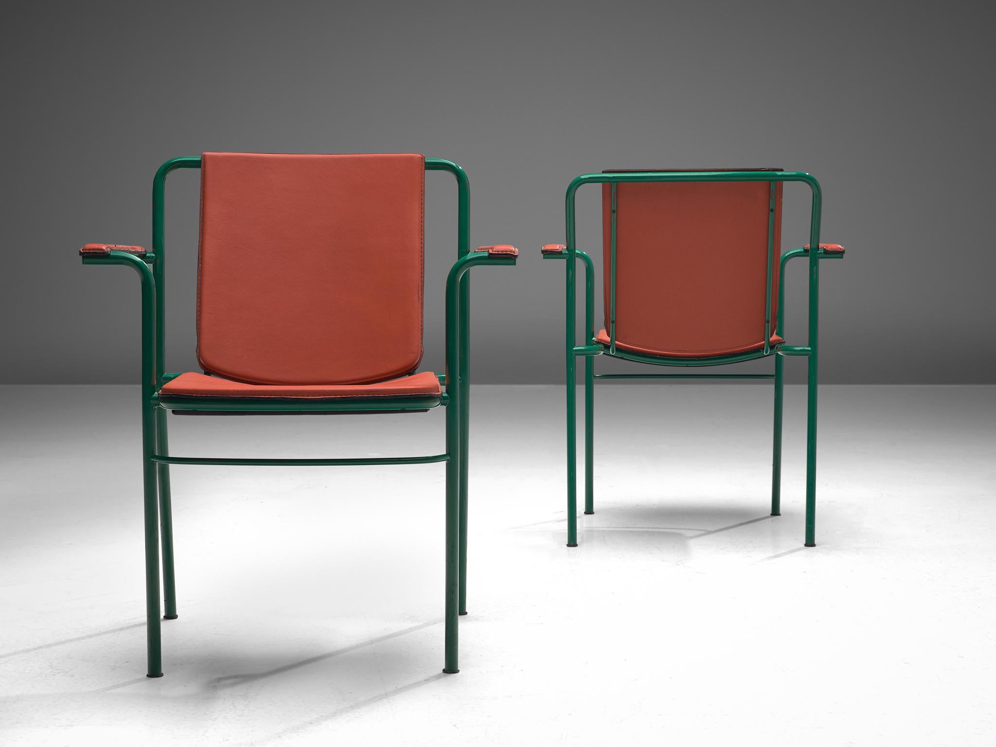 Steel Mario Marenco for Poltrona Frau Set of Six 'Movie' Dining Chairs For Sale