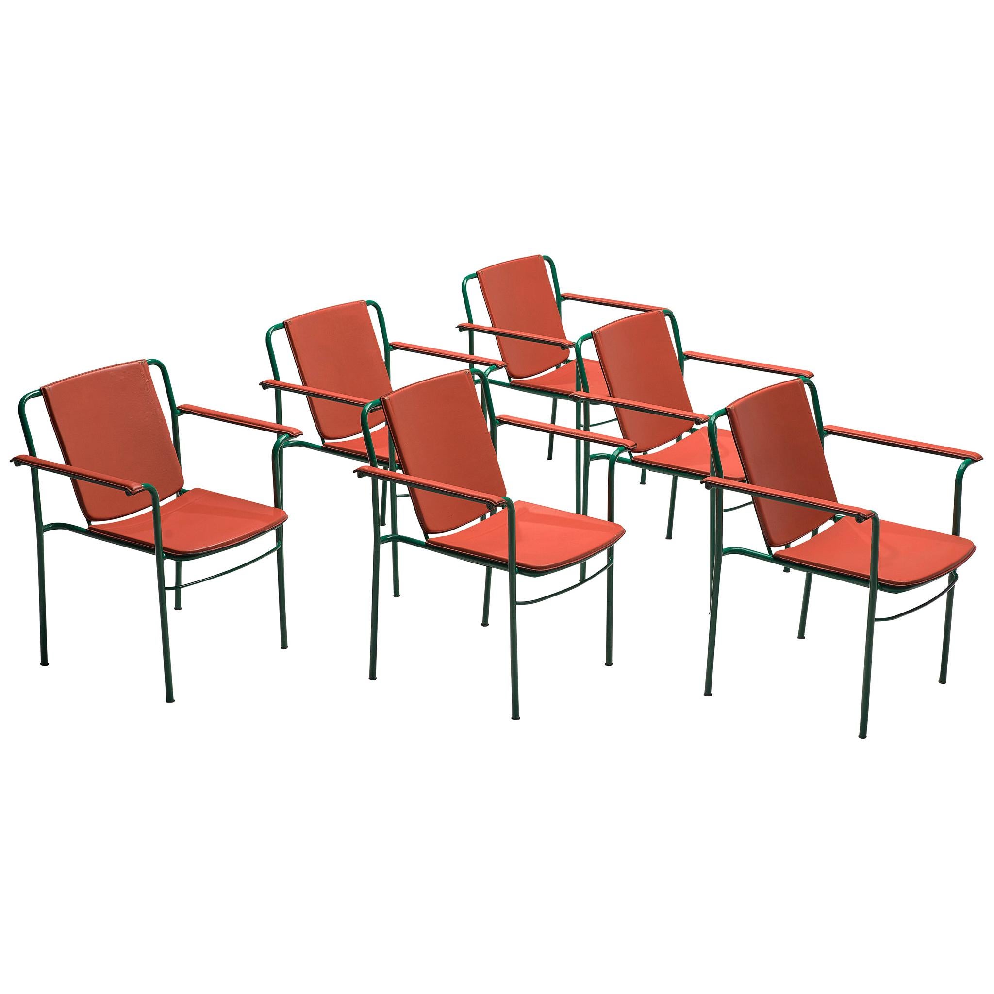Ensemble de six chaises de salle à manger « Movie » de Mario Marenco pour Poltrona Frau