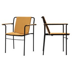Retro Mario Marenco for Poltrona Frau Pair of 'Movie' Armchairs in Leather and Metal