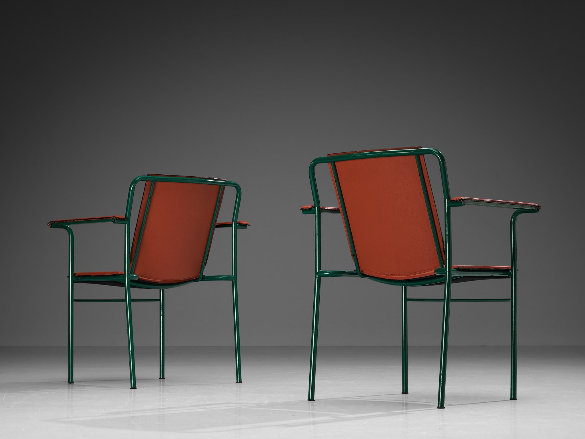 Mario Marenco for Poltrona Frau Set of Eight 'Movie' Chairs in Red Leather  For Sale 3