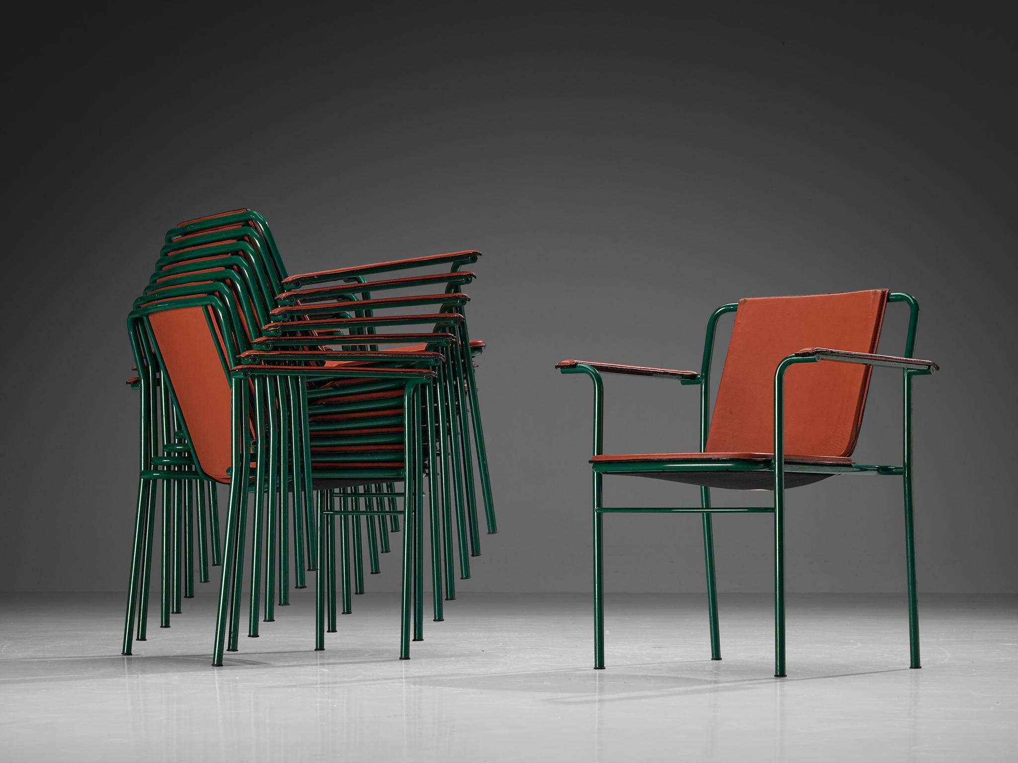 Ensemble de huit chaises « Movie » en cuir rouge Mario Marenco pour Poltrona Frau  en vente 5