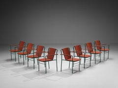 Mario Marenco for Poltrona Frau Set of Eight 'Movie' Chairs in Red Leather