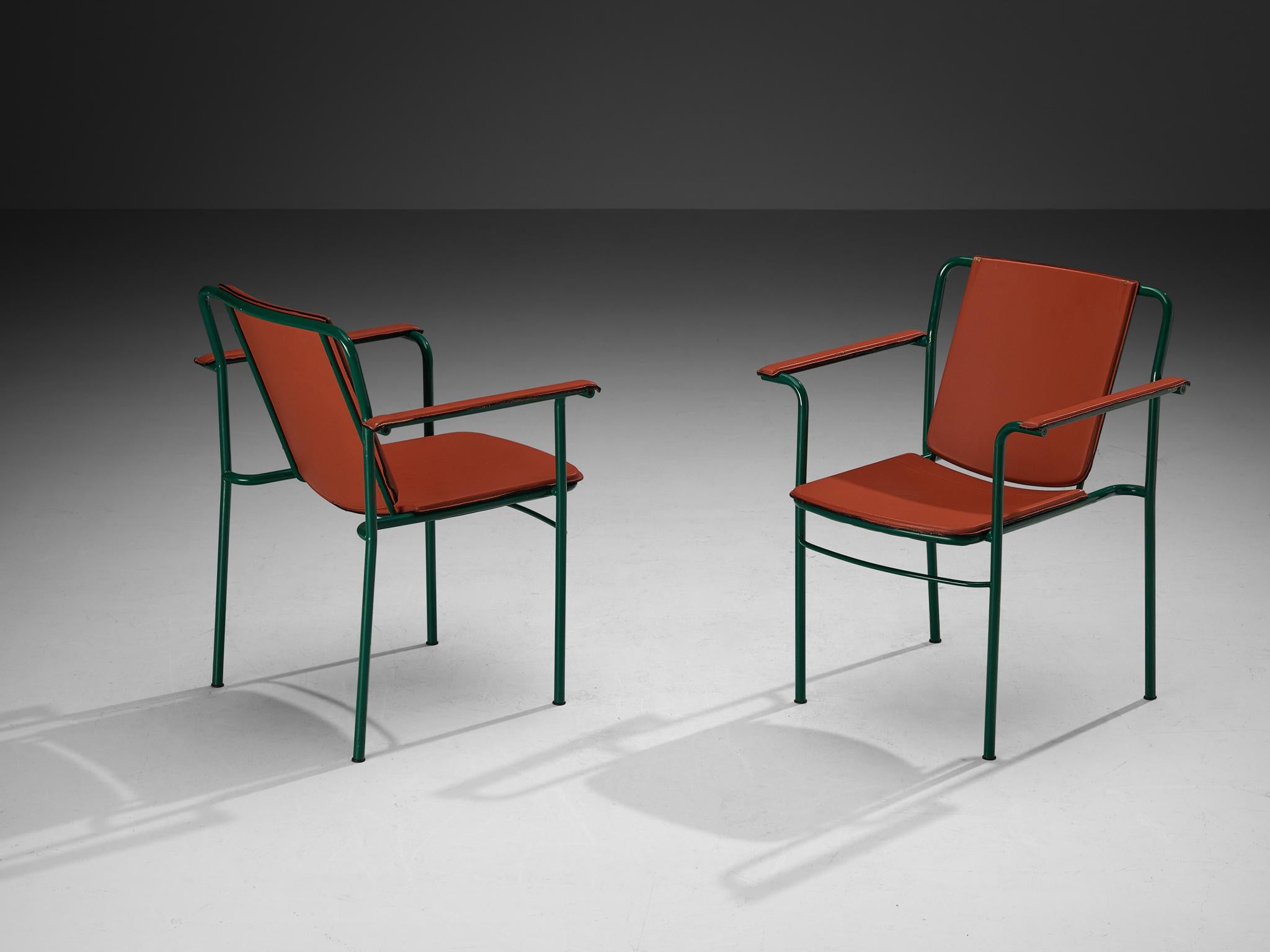Postmoderne Ensemble de huit chaises « Movie » en cuir rouge Mario Marenco pour Poltrona Frau  en vente