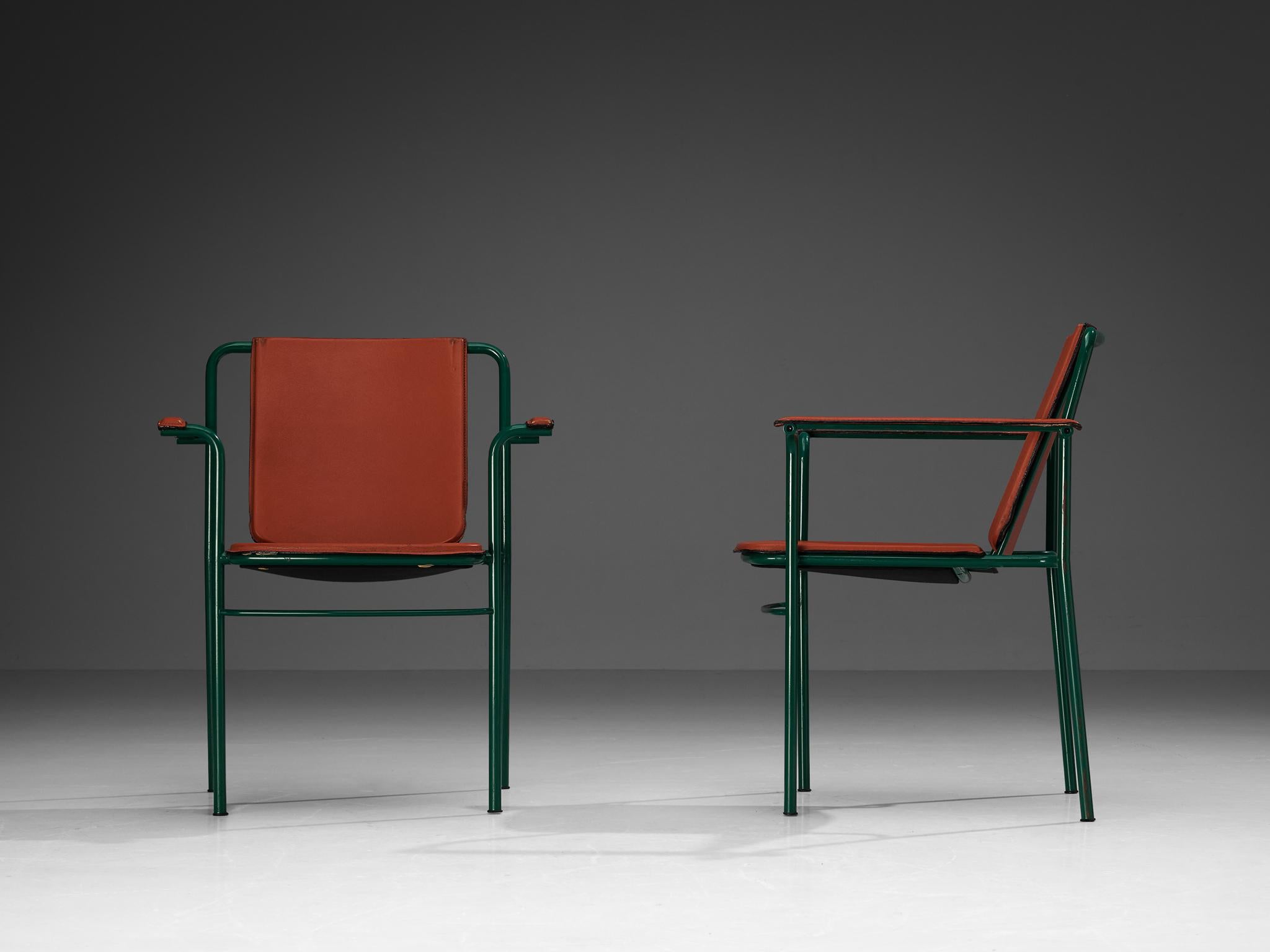 Late 20th Century Mario Marenco for Poltrona Frau Set of Eight 'Movie' Chairs in Red Leather  For Sale