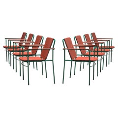 Mario Marenco for Poltrona Frau Set of Eight 'Movie' Chairs in Red Leather