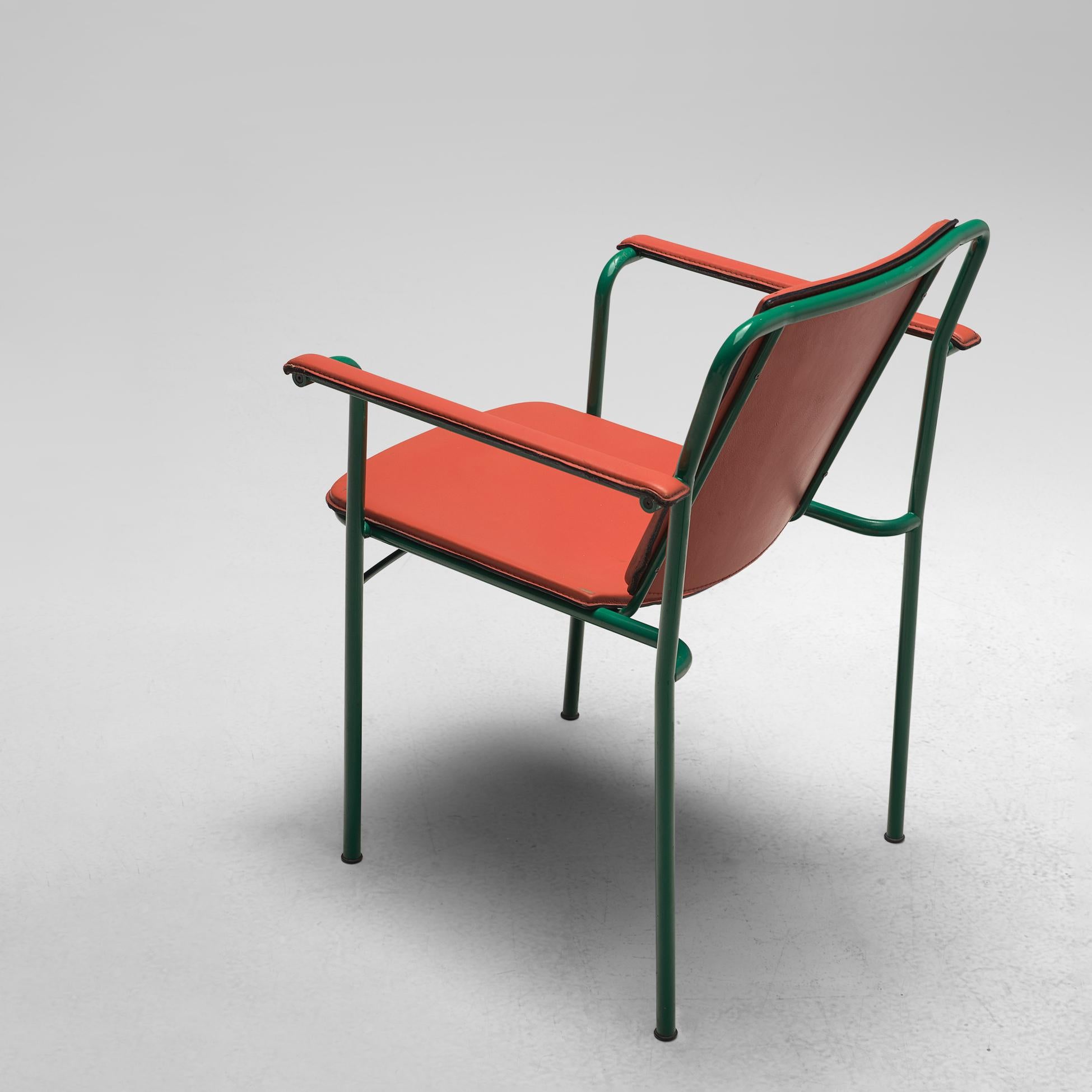 Late 20th Century Mario Marenco for Poltrona Frau Set of Six 'Movie' Chairs in Red Leather