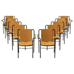 Mario Marenco for Poltrona Frau Yellow ‘Movie’ Armchairs in Leather and Metal