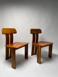 Mario Marenco "Sapporo" 8 Chairs for Mobil Girgi, Cognac Leather, Italy, 1970s