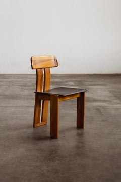 Mario Marenco "Sapporo" Chair for Mobil Girgi, Black Leather, 1970