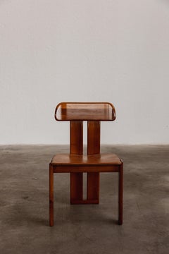 Mario Marenco "Sapporo" Chair for Mobil Girgi, Patinated Cognac Leather, 1970
