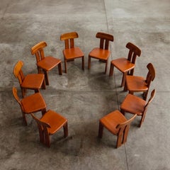 Mario Marenco "Sapporo" Chairs for Mobil Girgi, Reddish Brown, 1970, Set of 10