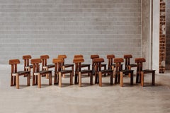 Mario Marenco "Sapporo" Chairs for Mobil Girgi, 1970, Black Leather, Set of 14