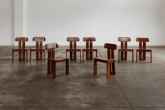 Mario Marenco "Sapporo" Chairs for Mobil Girgi, Reddish Brown, 1970, Set of 8