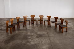 Mario Marenco "Sapporo" per Mobil Girgi, Pelle nera, 1970, Set di 10 sedie