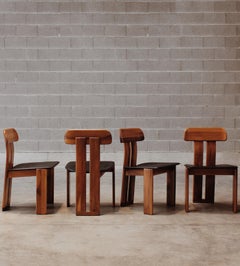 Mario Marenco "Sapporo" Chairs for Mobil Girgi, Black Leather, 1970, Set of 4