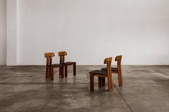 Mario Marenco "Sapporo" per Mobil Girgi, pelle nera, 1970, set di 4 sedie