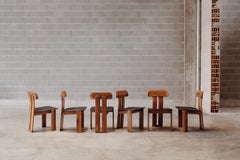 Mario Marenco "Sapporo" Stühle für Mobil Girgi, Schwarzes Leder, 1970, 6-teilig