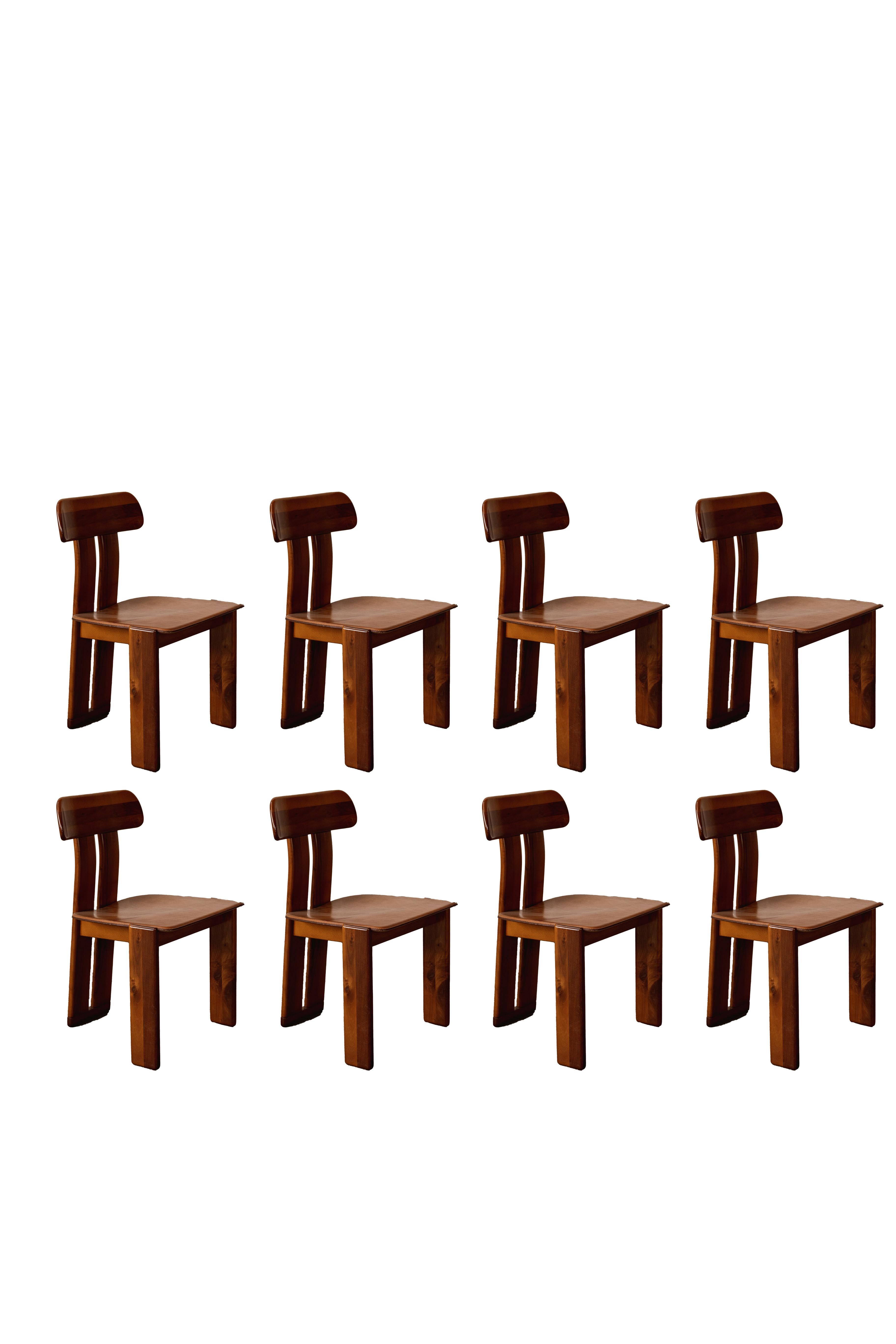 Mario Marenco "Sapporo" Chairs for Mobil Girgi, Cognac Leather, 1970, Set of 8 For Sale