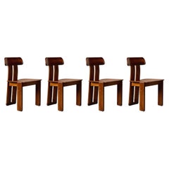 Mario Marenco "Sapporo" Stühle für Mobil Girgi, rötlich Brown, 1970, 4er Set