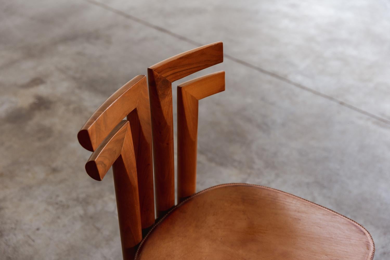 Leather Mario Marenco “Sapporo” Dining Chairs for Mobil Girgi, 1970 For Sale