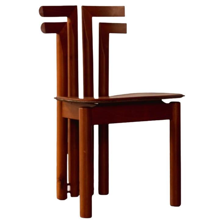 Mario Marenco “Sapporo” Dining Chair for Mobil Girgi, Cognac Leather, 1970