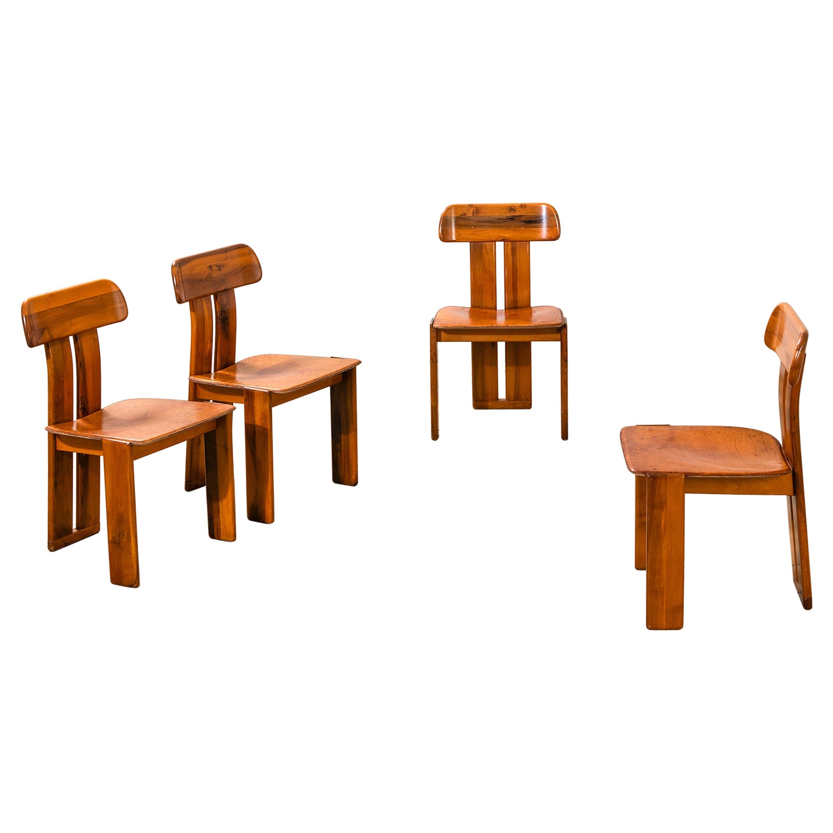 Mario Marenco Sapporo Dining Chairs, Set of Four, Wood Frame, 1970s For Sale