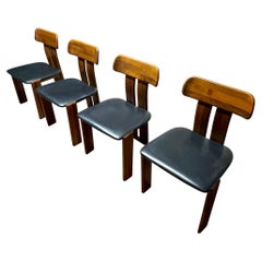 Mario Marenco Walnut Sapporo Dining Chairs for Mobilgirgi, 1970s, Set of 4