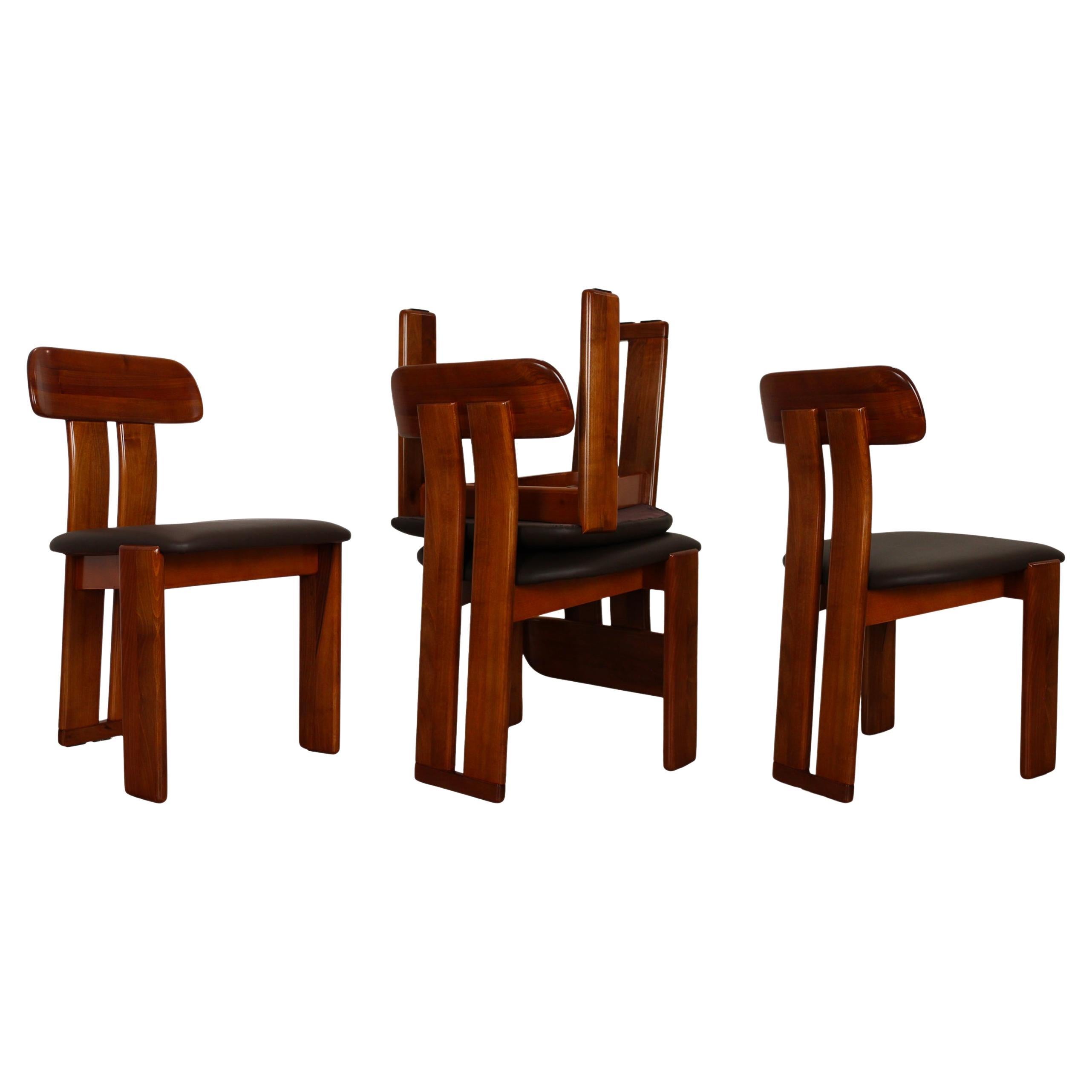Chaises de salle à manger Mario Marenco en noyer Sapporo pour Mobilgirgi, 1970, ensemble de 4 pièces