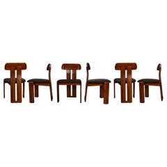 Mario Marenco Walnut Sapporo Dining Chairs for Mobilgirgi, 1970s, Set of 6