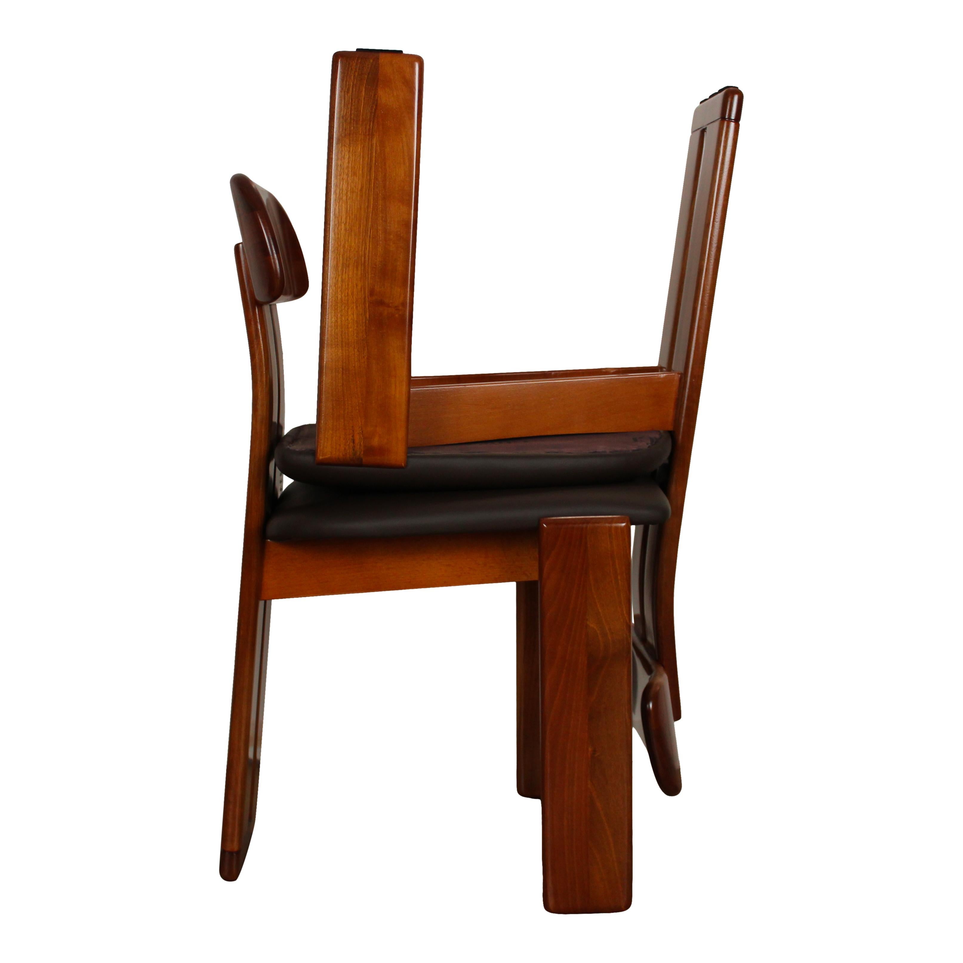 Mario Marenco Walnut Sapporo Dining Chairs for Mobilgirgi, 1970s, Set of 8 For Sale 2