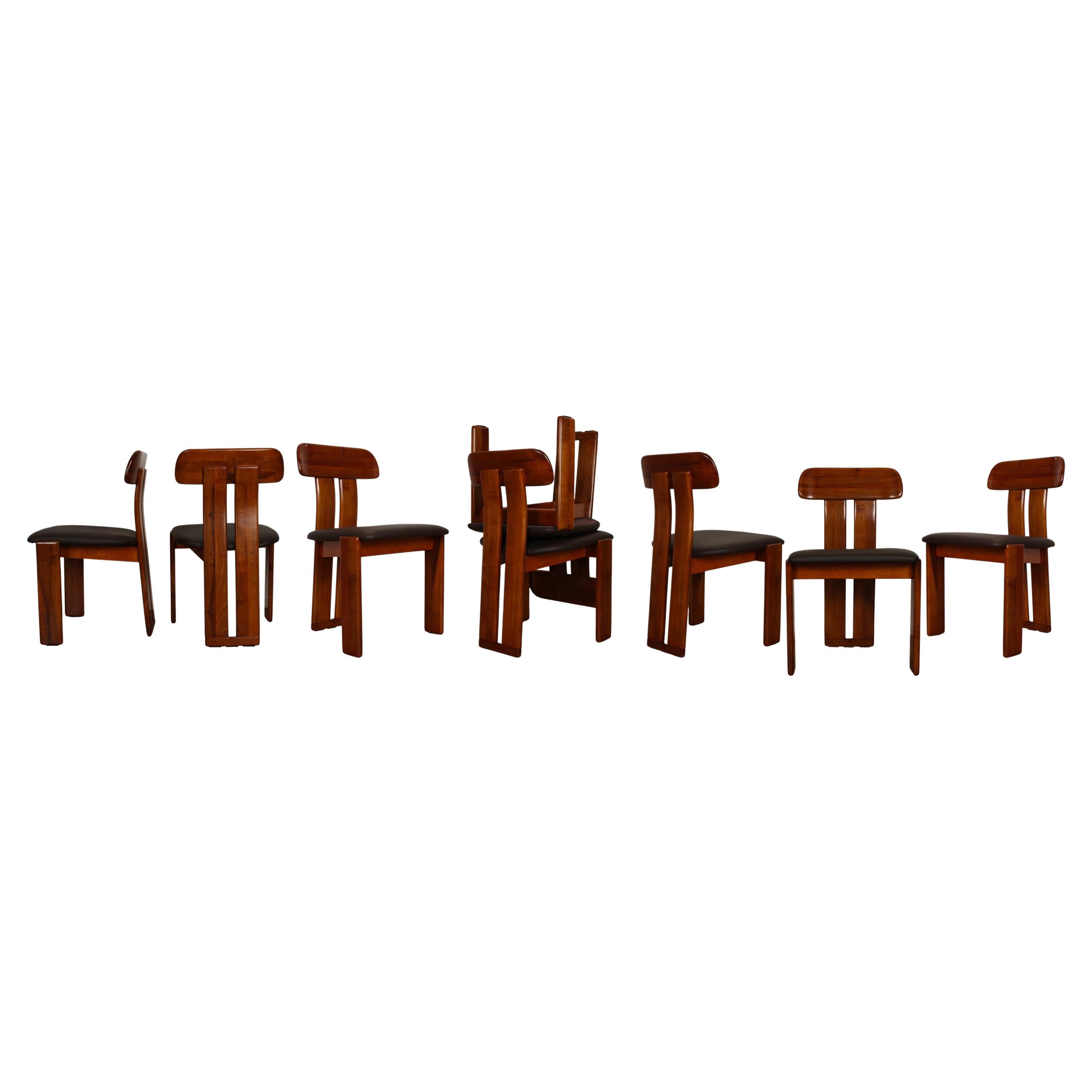 Mario Marenco Walnut Sapporo Dining Chairs for Mobilgirgi, 1970s, Set of 8 For Sale