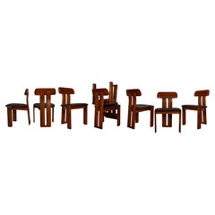 Vintage Mario Marenco Walnut Sapporo Dining Chairs for Mobilgirgi, 1970s, Set of 8
