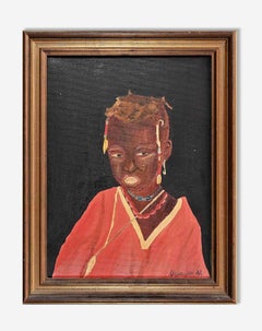 African Child - Original Oil Painting by Mario Marioni - Mid 20th Century