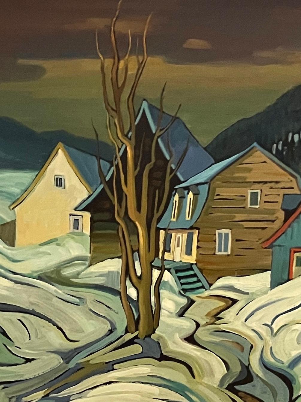 Mario Mauro (Italian 1920-1984) Fauvist Style Painting Depicting a Village Scene For Sale 7