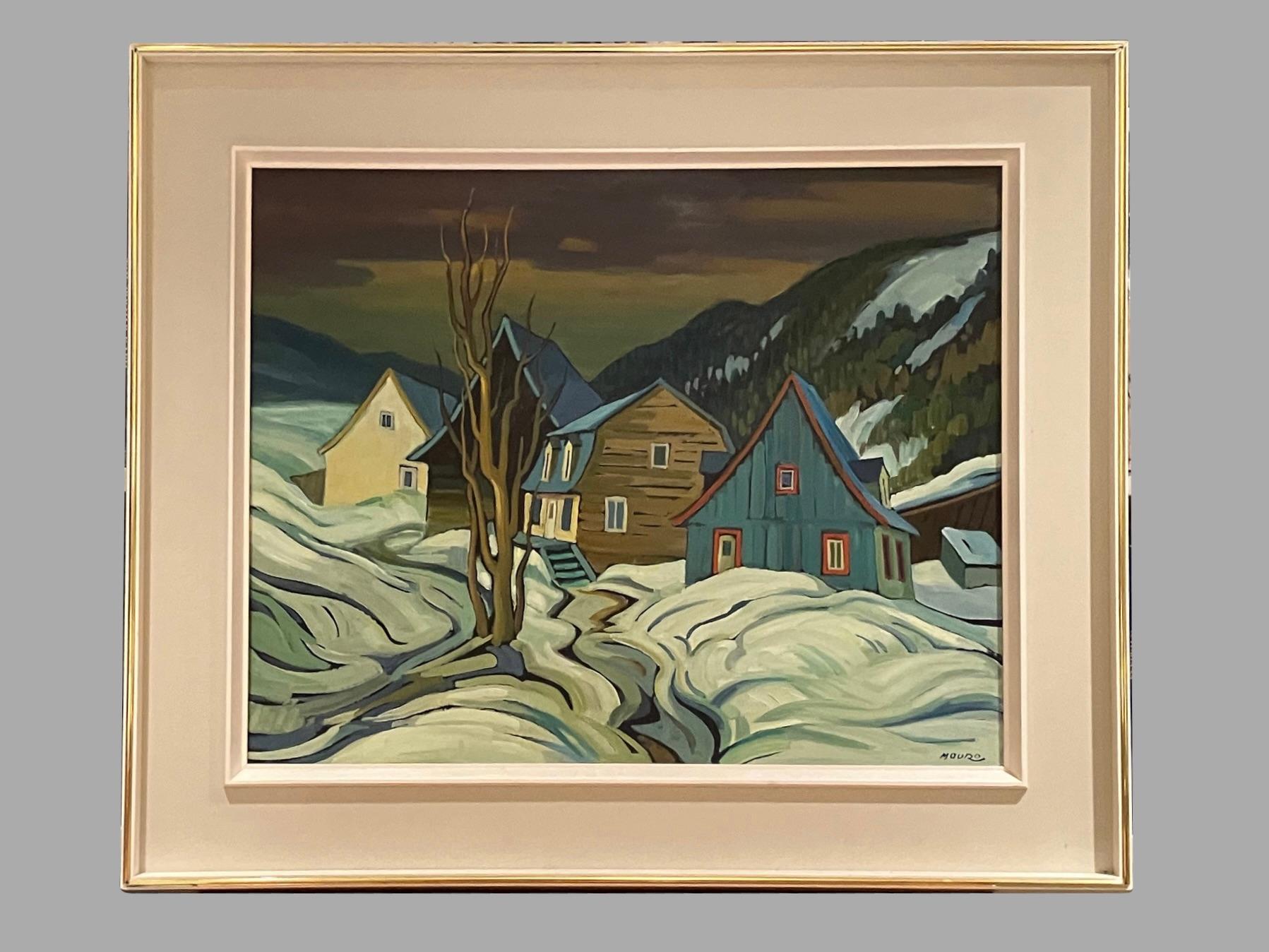 Late 20th Century Mario Mauro (Italian 1920-1984) Fauvist Style Painting Depicting a Village Scene For Sale