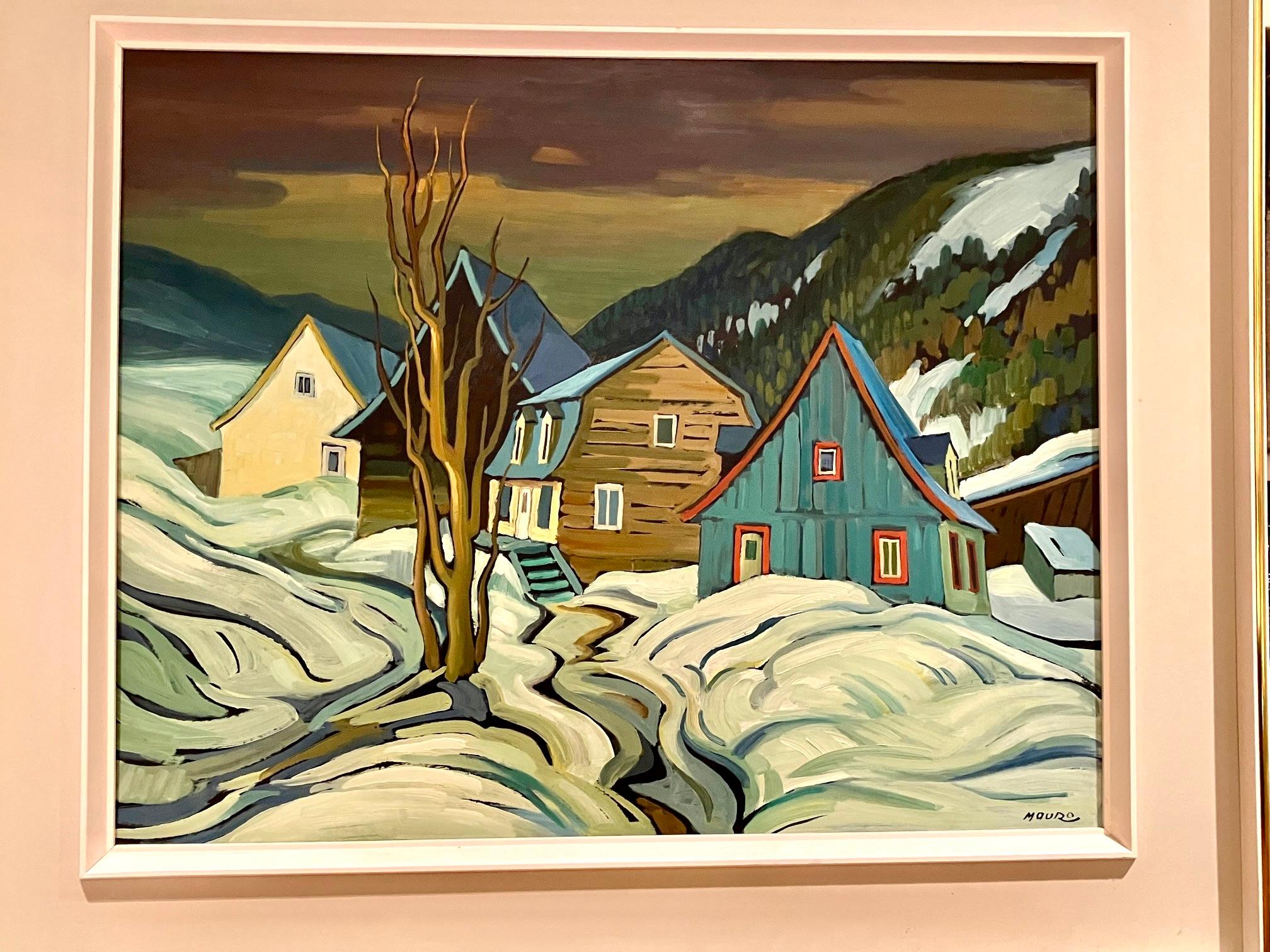 Mario Mauro (Italian 1920-1984) Fauvist Style Painting Depicting a Village Scene For Sale 3