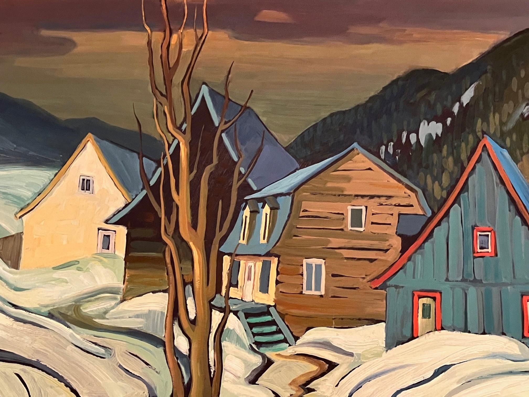 Mario Mauro (Italian 1920-1984) Fauvist Style Painting Depicting a Village Scene For Sale 5